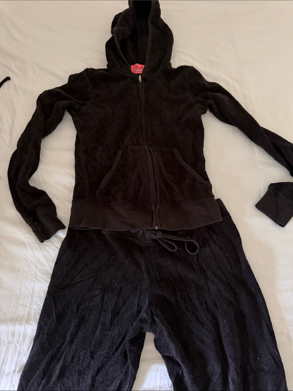 Women's Terry Juicy Couture Black Hooded Zip Jacket and matching pants